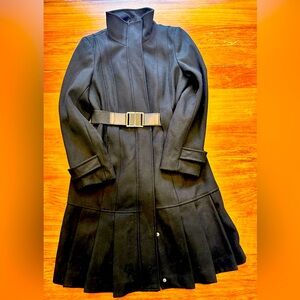 Calvin Klein Peacoat with pleated bottom and belt